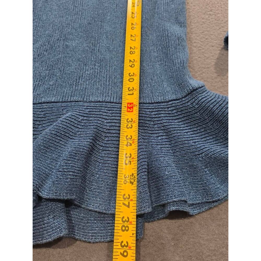 Intermix Blue Stretch Knit Long Sleeve Ruffle Midi Sweater Dress L A010396 - Picture 3 of 7